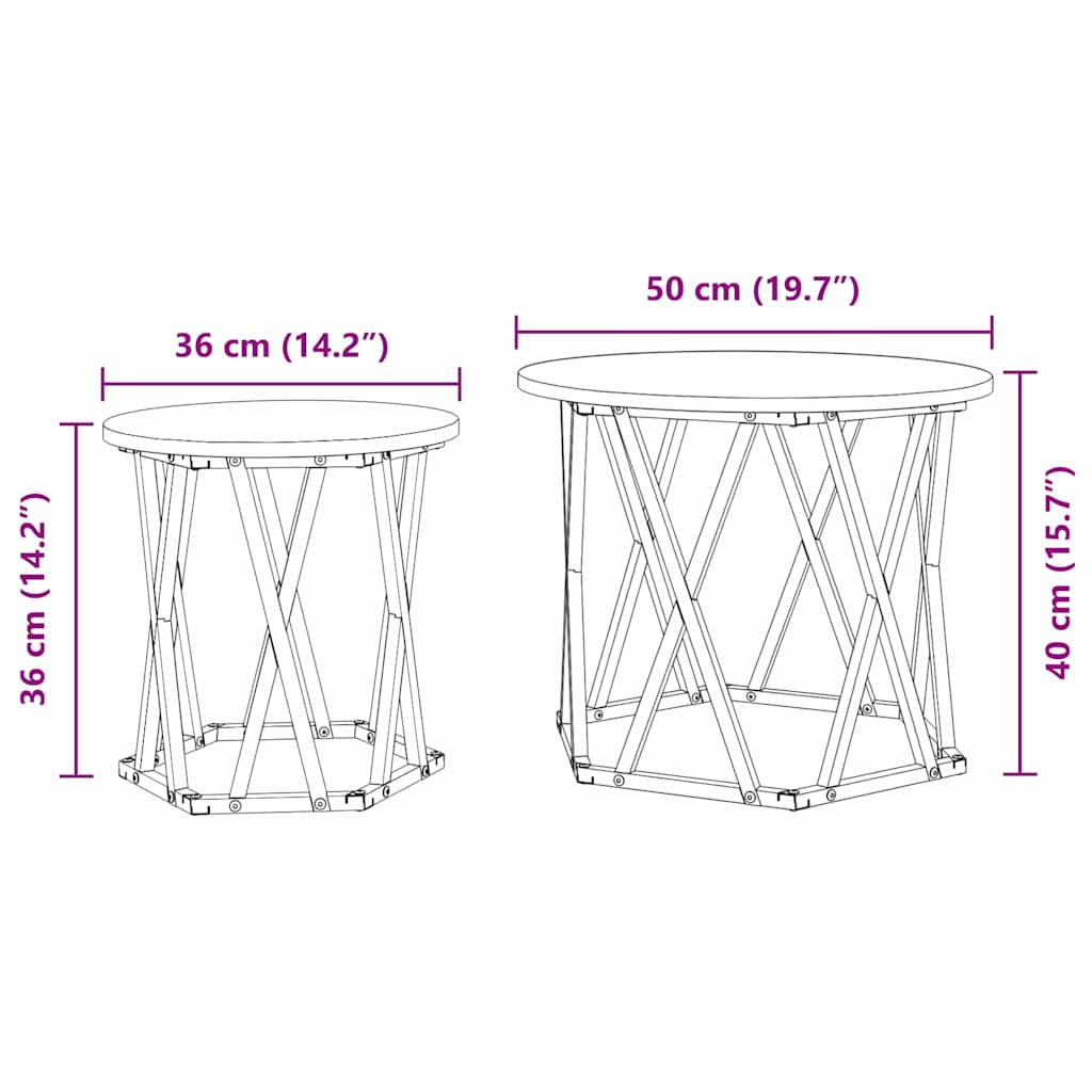 Τραπεζάκι Πλευράς 2 pcs Γκρίζο Σονομα