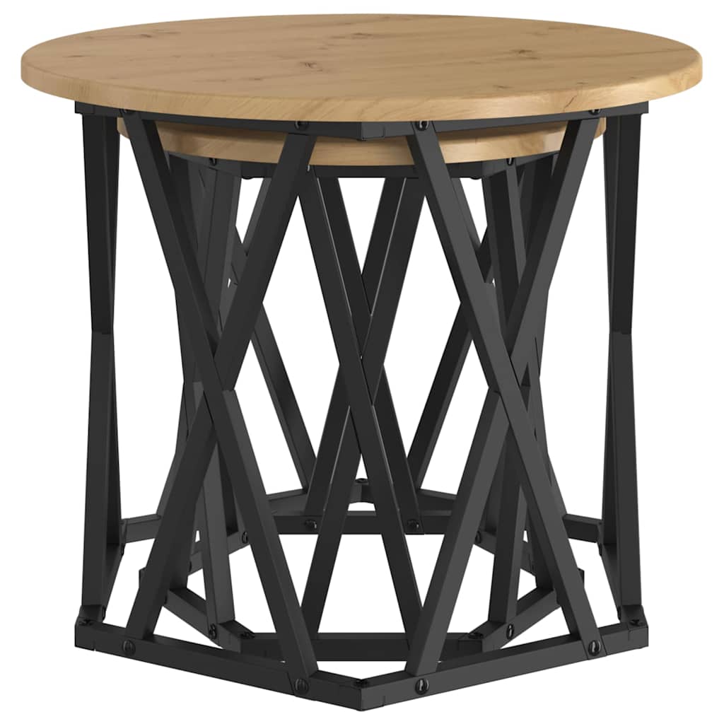 Τραπεζάκι Πλευράς 2 pcs Artisan Oak Μηχανισμένο ξύλο και ατσάλι - Pakobazaar
