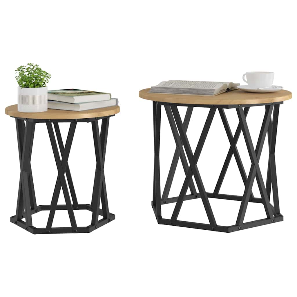 Τραπεζάκι Πλευράς 2 pcs Artisan Oak Μηχανισμένο ξύλο και ατσάλι - Pakobazaar