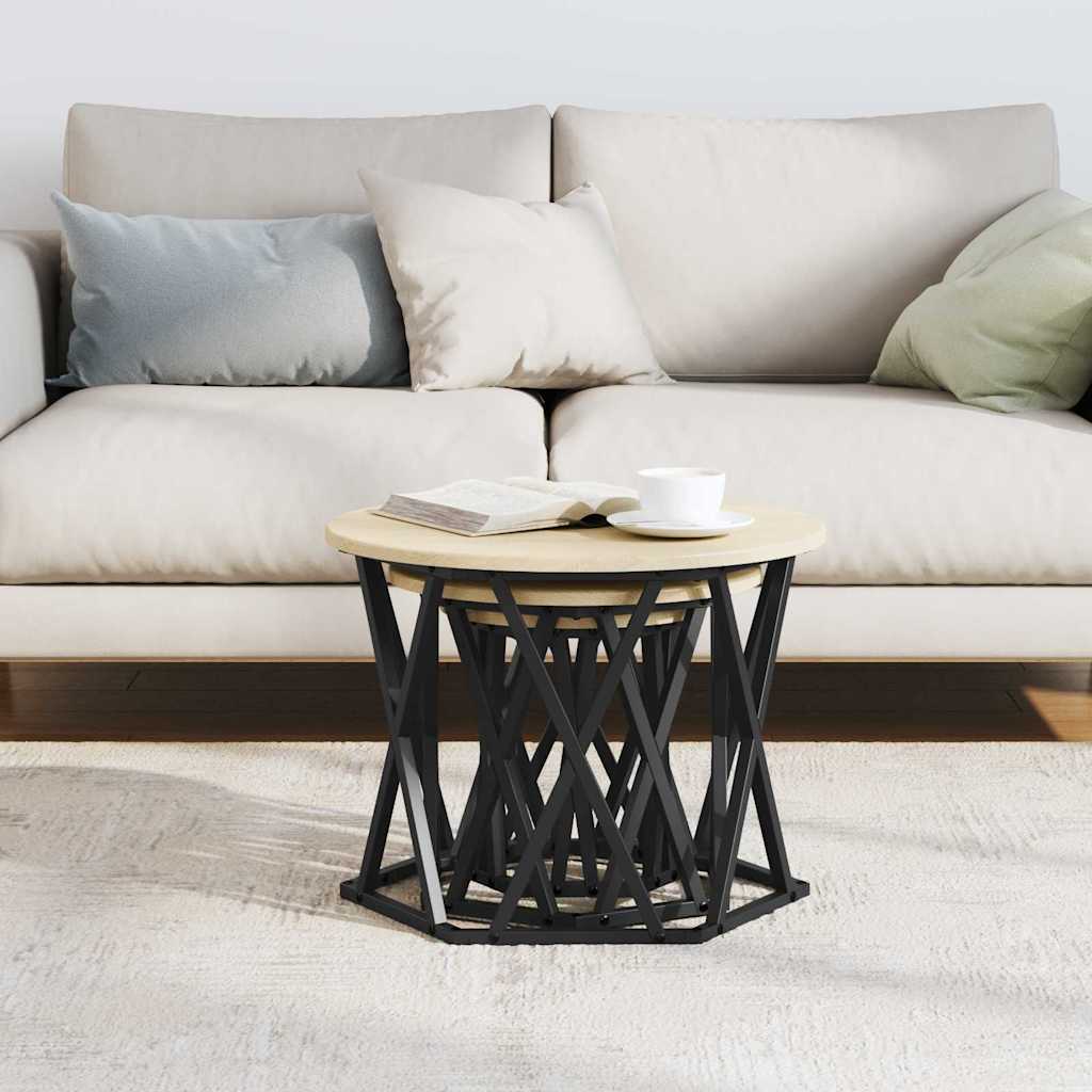 Κομοδίνο Μονάδας 3 pcs Δρύς Sonoma Μηχανισμένο ξύλο και ατσάλι - Pakobazaar