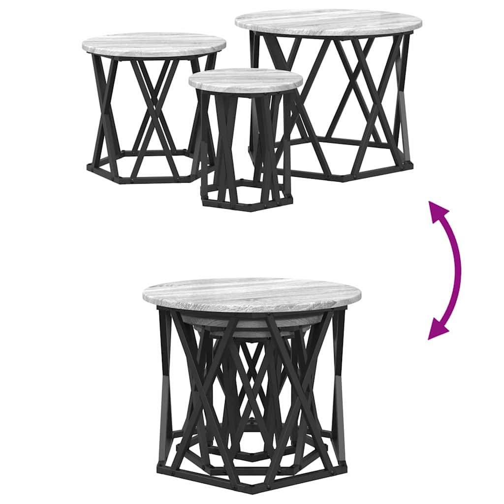 Κομοδίνο Μονάδας 3 pcs Γκρίζο Σονομα - Pakobazaar