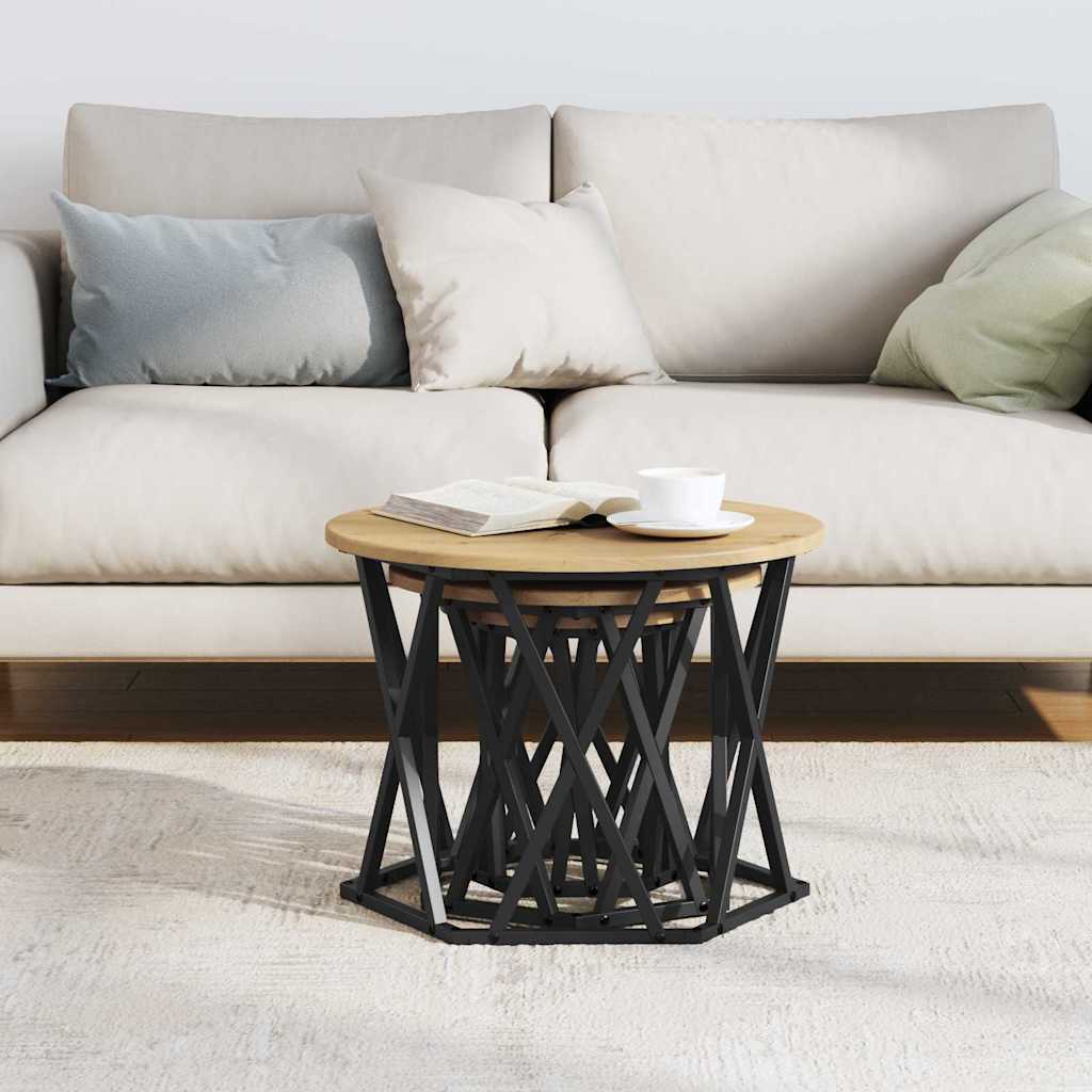 Κομοδίνο Μονάδας 3 pcs Artisan Oak Μηχανισμένο ξύλο και ατσάλι