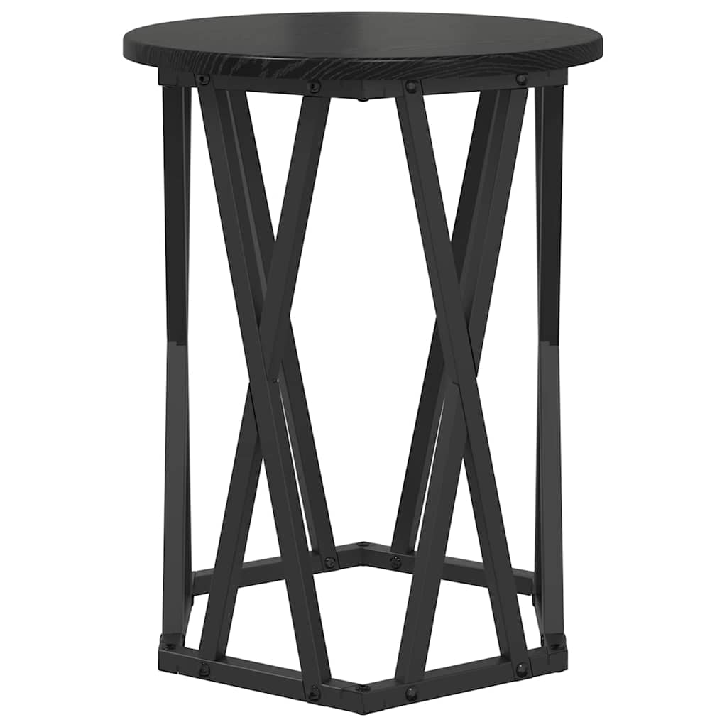 Τραπεζάκι σαλονιού 2 pcs Μαύρη Οξυά Μηχανισμένο ξύλο και ατσάλι