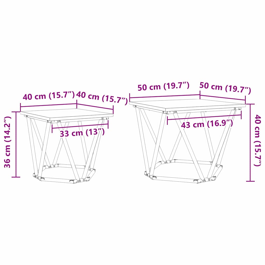 Σετ βοηθητικά τραπεζάκια 2 pcs Καπνιστό Δρύς - Pakobazaar