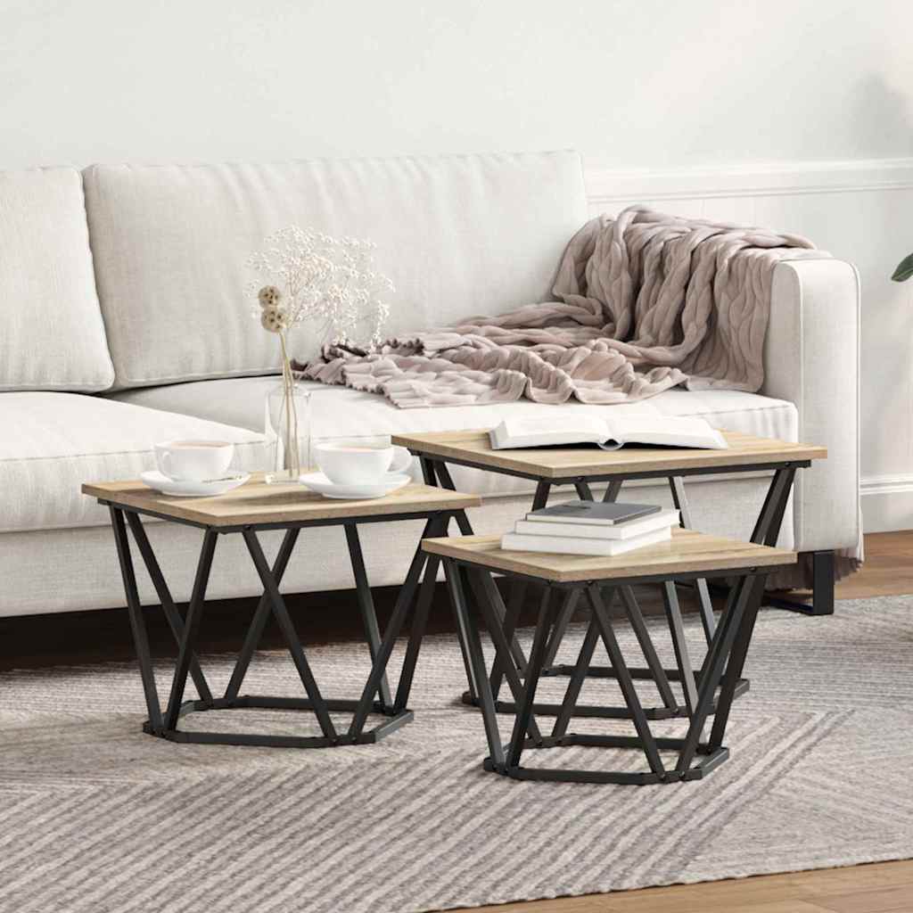 Τραπεζάκι σαλονιού 3 pcs Δρύς Sonoma