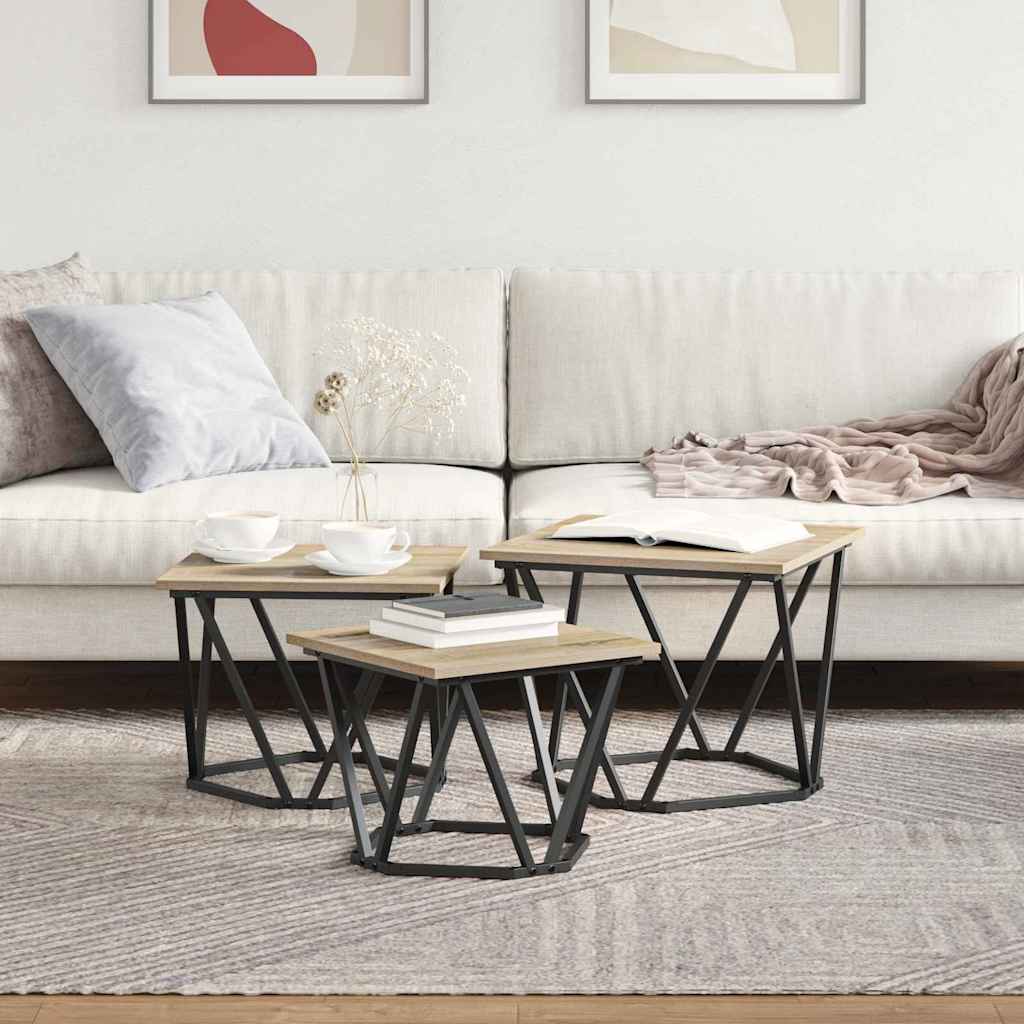 Τραπεζάκι σαλονιού 3 pcs Δρύς Sonoma