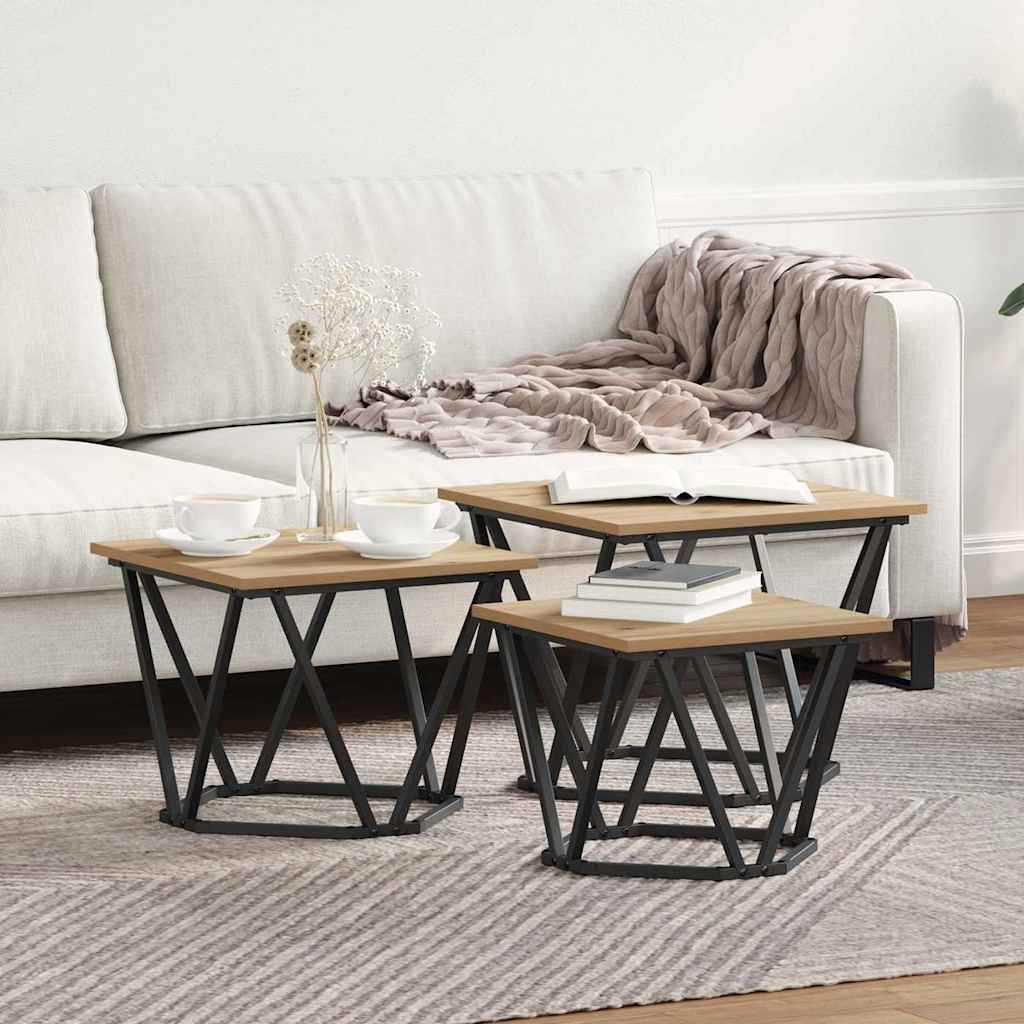 Τραπεζάκι σαλονιού 3 pcs Artisan Oak - Pakobazaar