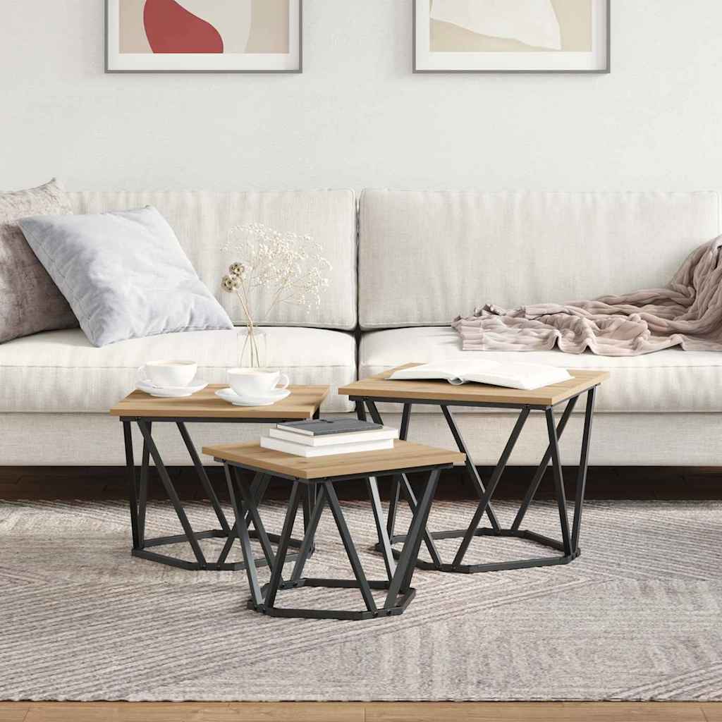 Τραπεζάκι σαλονιού 3 pcs Artisan Oak - Pakobazaar