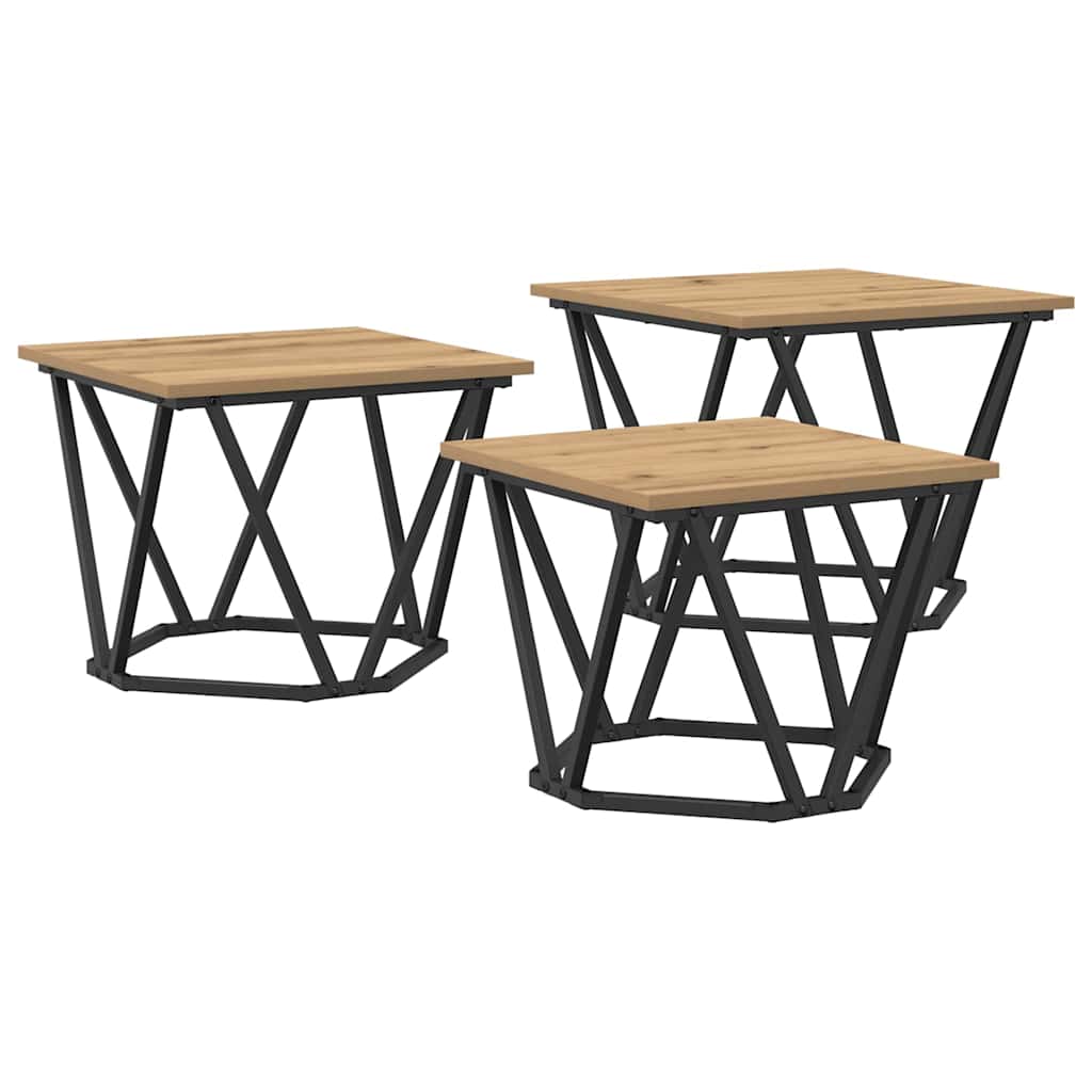 Τραπεζάκι σαλονιού 3 pcs Artisan Oak - Pakobazaar