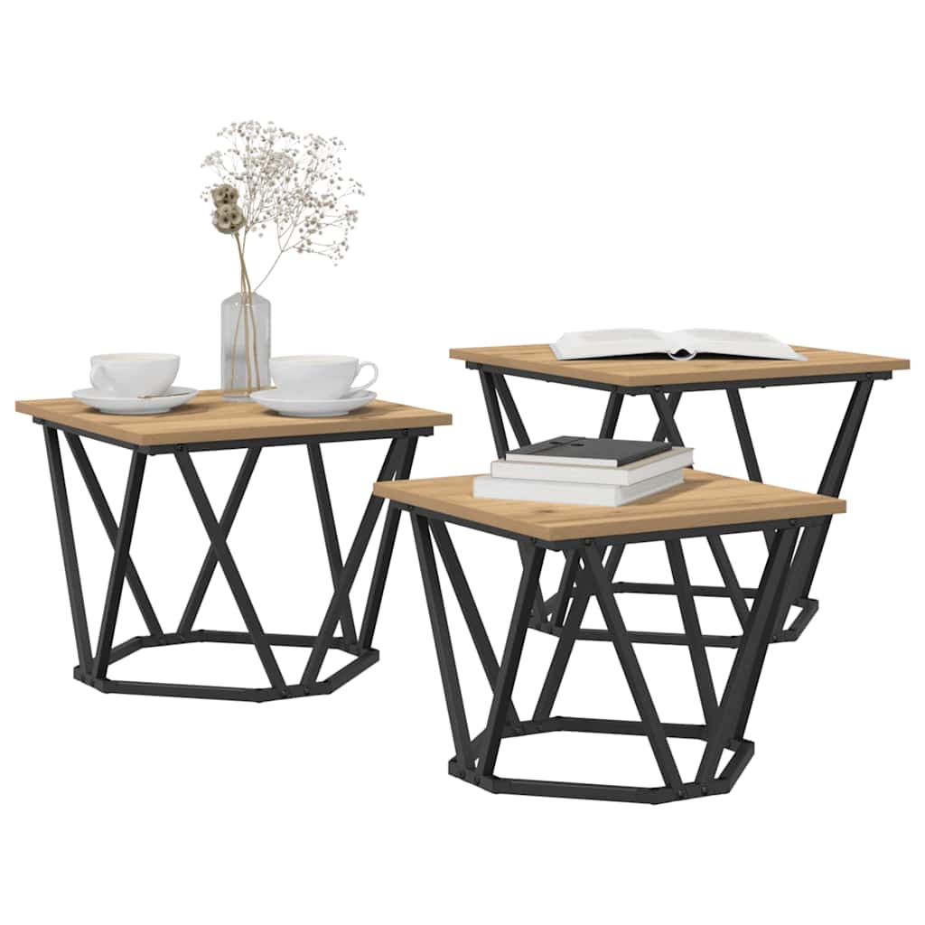 Τραπεζάκι σαλονιού 3 pcs Artisan Oak - Pakobazaar