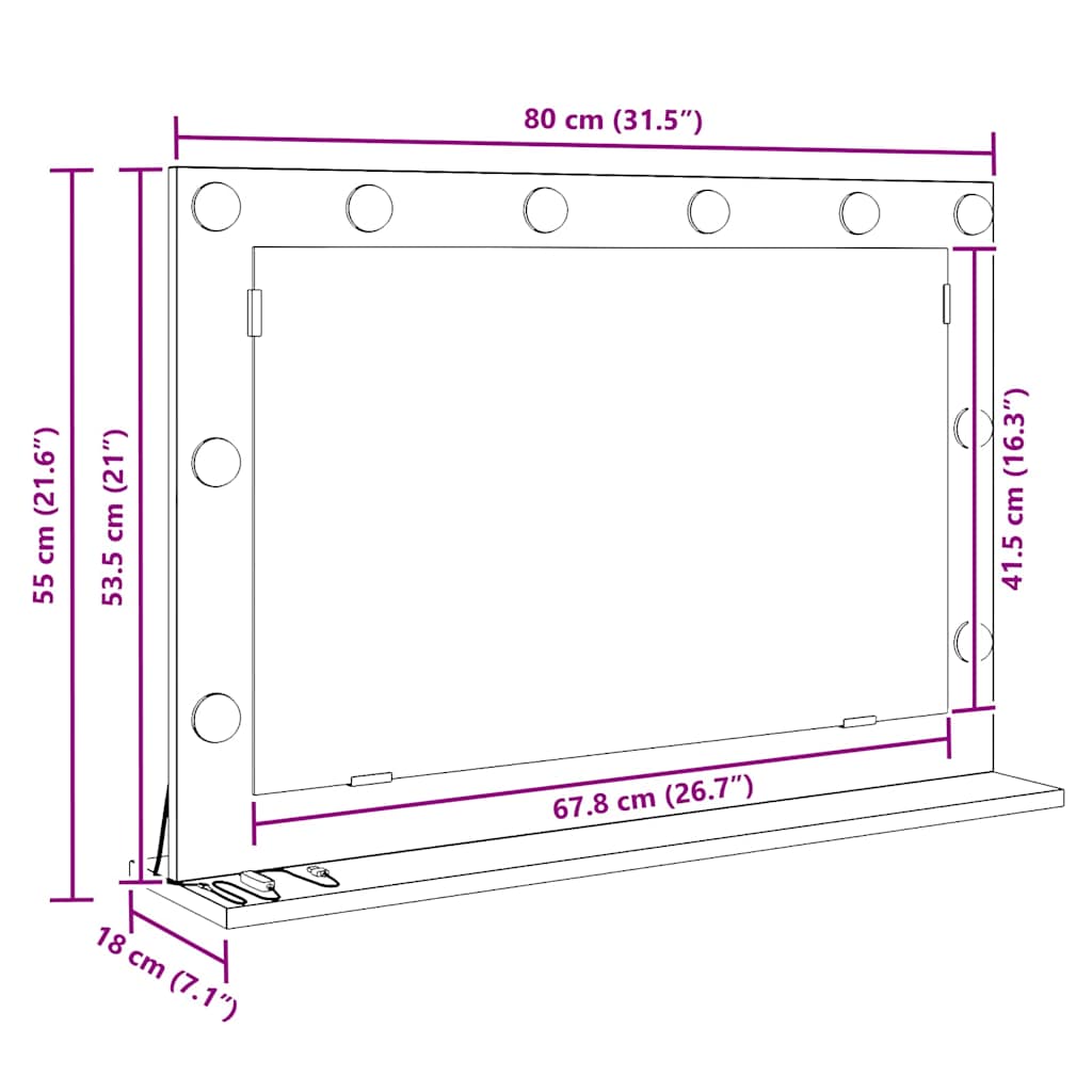 Καθρέφτης τουαλέτας Ορθογώνιος Artisan Oak 80 x 55 x 18 εκ. - Pakobazaar