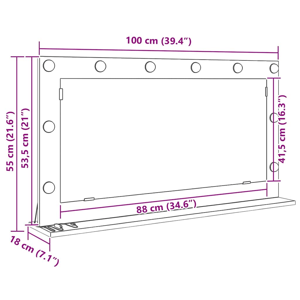 Καθρέφτης τουαλέτας Ορθογώνιος Παλιό ξύλο 100 x 55 x 18 εκ. - Pakobazaar