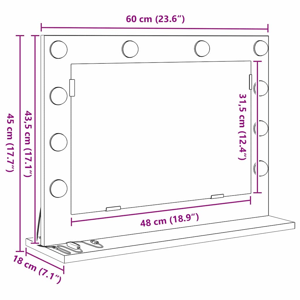 Καθρέφτης τουαλέτας Ορθογώνιος Artisan Oak 60 x 45 x 18 εκ. - Pakobazaar