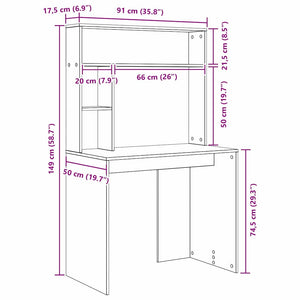 Γραφείο με ράφι Artisan Oak 91 x 50 x 149 εκ Επεξεργασμένο ξύλο - Pakobazaar