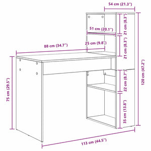 Γραφείο Σκυρόδεμα Γκρι 113 x 54 x 120 εκ. Επεξεργασμένο ξύλο - Pakobazaar