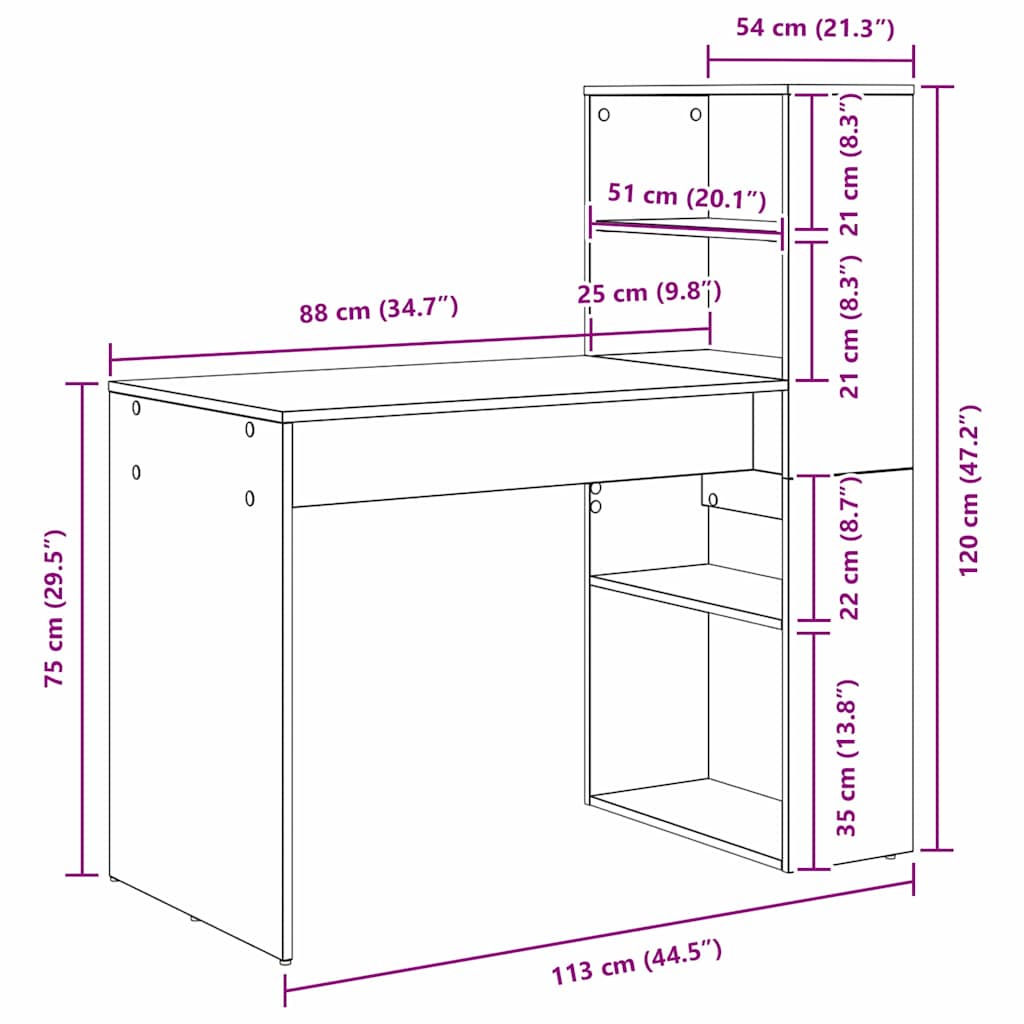 Γραφείο Γκρίζο Σονομα 113 x 54 x 120 εκ. Επεξεργασμένο ξύλο - Pakobazaar