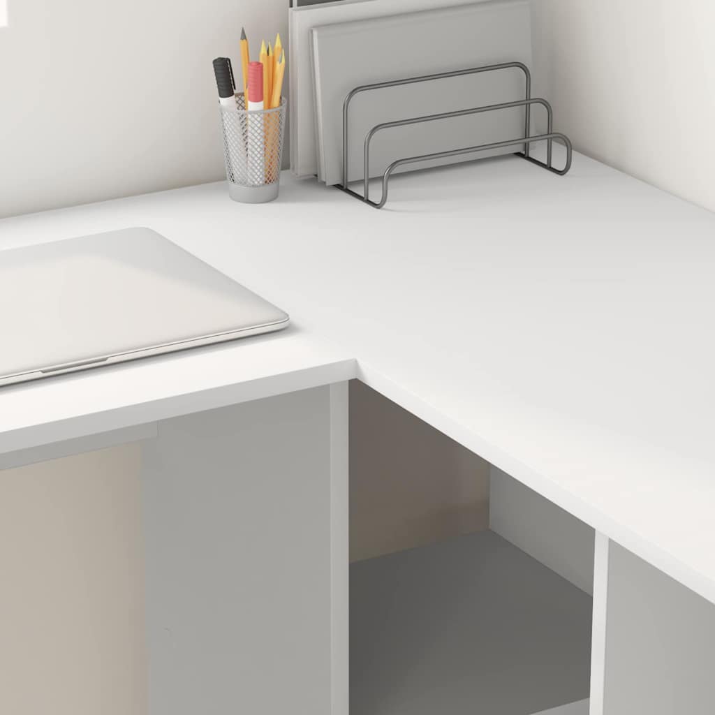 Γραφείο με ράφι Λευκό 142 x 102 x 73 εκ Επεξεργασμένο ξύλο - Pakobazaar