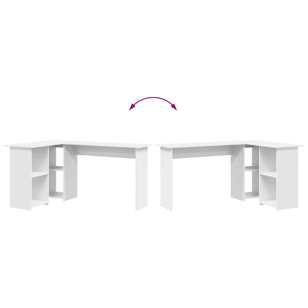 Γραφείο με ράφι Λευκό 142 x 102 x 73 εκ Επεξεργασμένο ξύλο - Pakobazaar