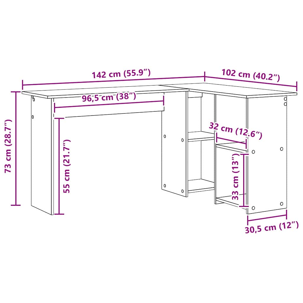 Γραφείο Artisan Oak 142 x 102 x 73 εκ Επεξεργασμένο ξύλο - Pakobazaar