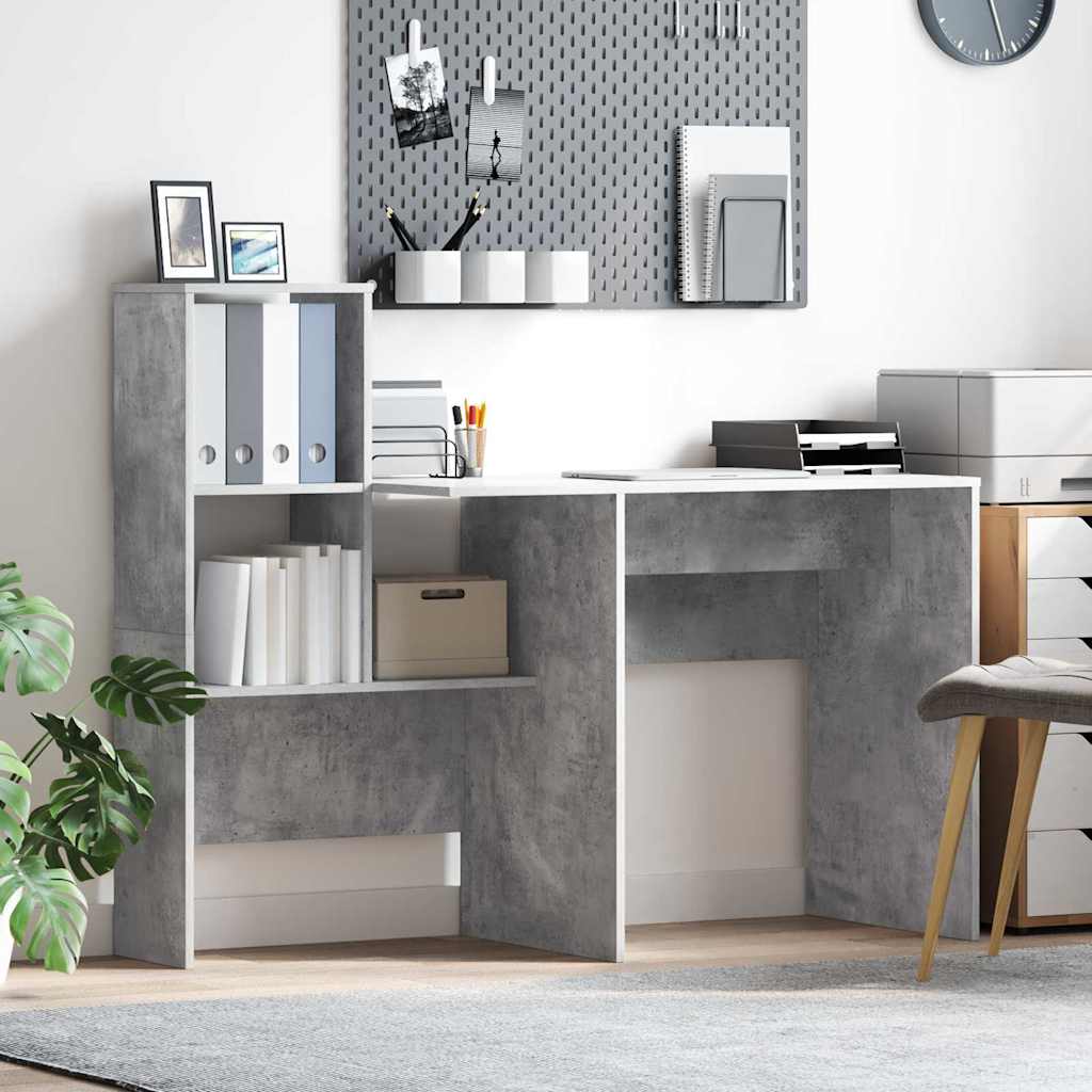 Γραφείο με ράφι Σκυρόδεμα Γκρι 131,5 x 50 x 106,5 εκ. - Pakobazaar