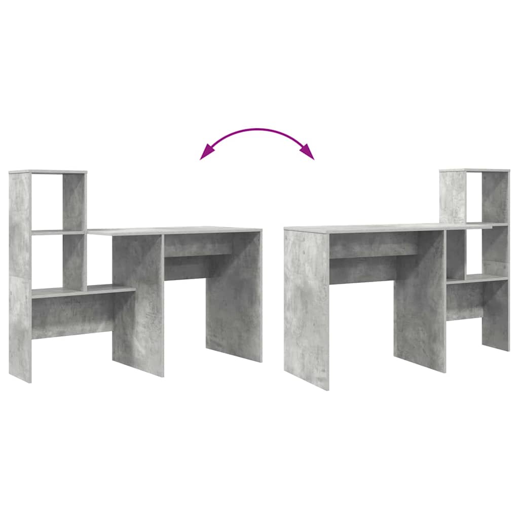 Γραφείο με ράφι Σκυρόδεμα Γκρι 131,5 x 50 x 106,5 εκ. - Pakobazaar