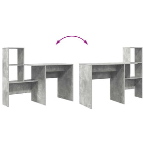 Γραφείο με ράφι Σκυρόδεμα Γκρι 131,5 x 50 x 106,5 εκ. - Pakobazaar