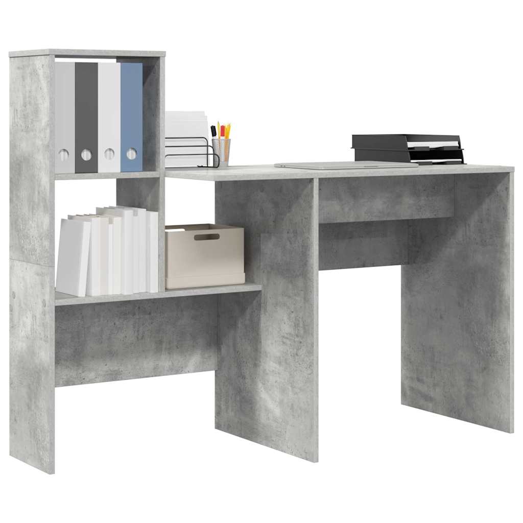 Γραφείο με ράφι Σκυρόδεμα Γκρι 131,5 x 50 x 106,5 εκ. - Pakobazaar