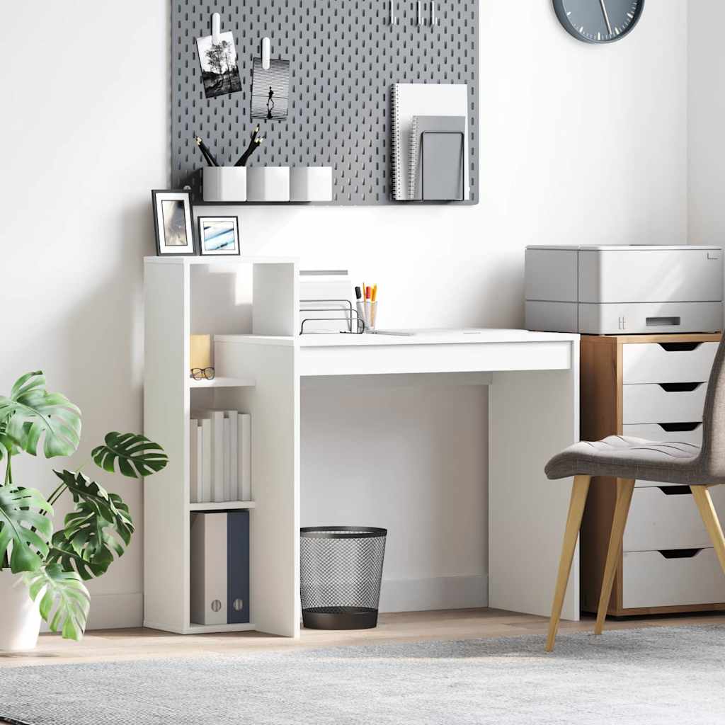 Γραφείο με ράφι Λευκό 100 x 40 x 90 cm Επεξεργασμένο ξύλο