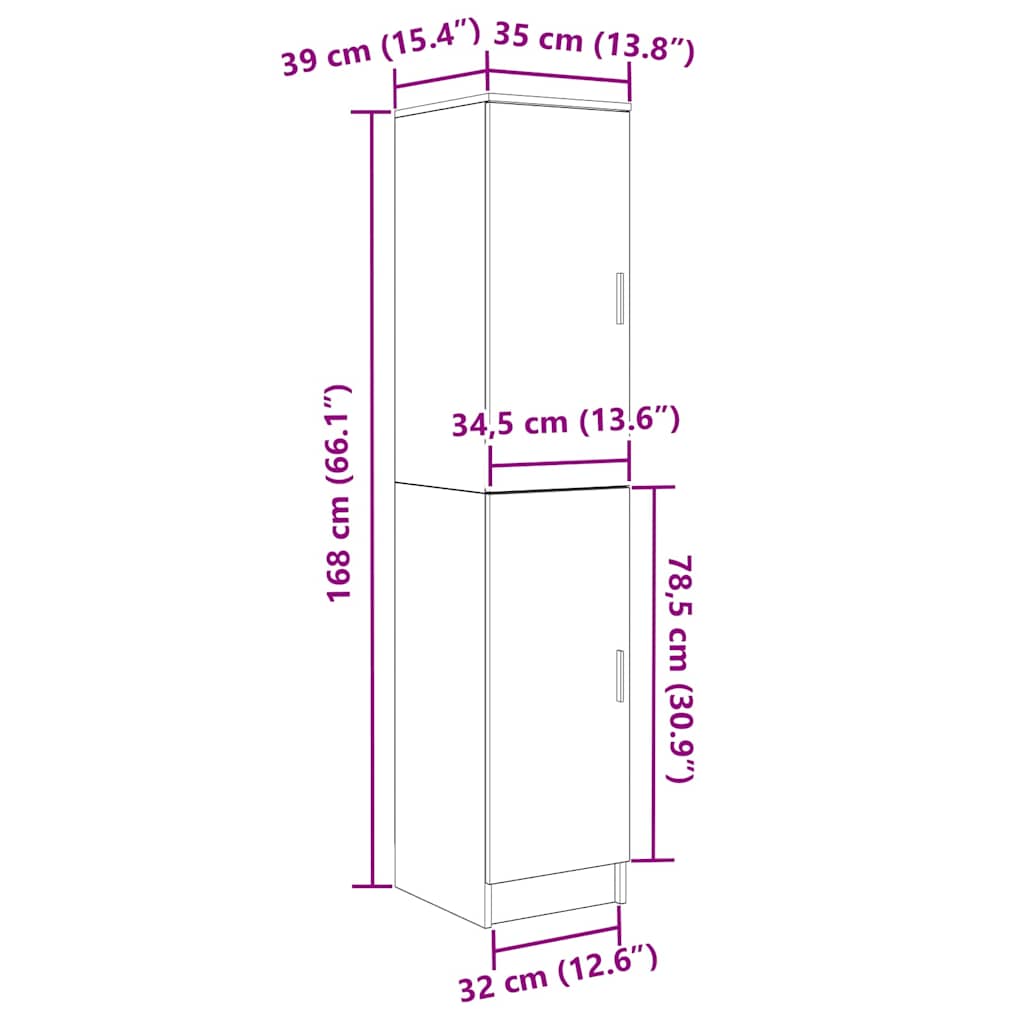 Highboard Καπνιστό Δρύς 35 x 39 x 168 εκ. - Pakobazaar