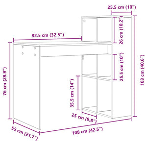 Γραφείο Δρύς Sonoma Επεξεργασμένο Ξύλο 108 x 55 x 103.5 εκ.