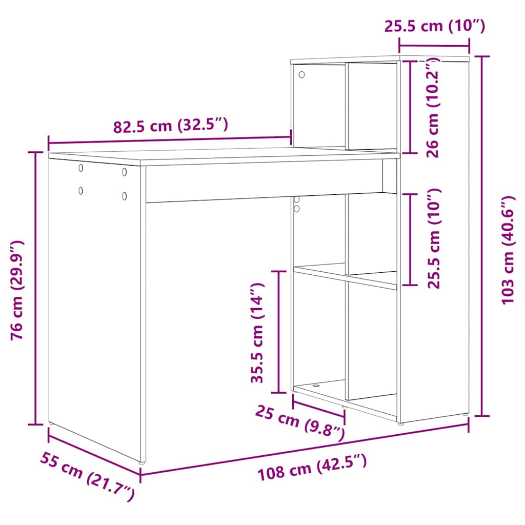 Γραφείο Καπνιστό Δρύς 108 x 55 x 103.5 εκ. Επεξεργασμένο ξύλο - Pakobazaar