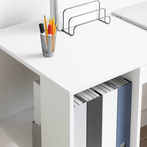 Γραφείο με ράφι Λευκό 130 x 50.5 x 75 εκ Επεξεργασμένο ξύλο - Pakobazaar