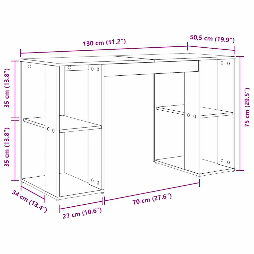 Γραφείο Artisan Oak 130 x 50.5 x 75 εκ Επεξεργασμένο ξύλο - Pakobazaar