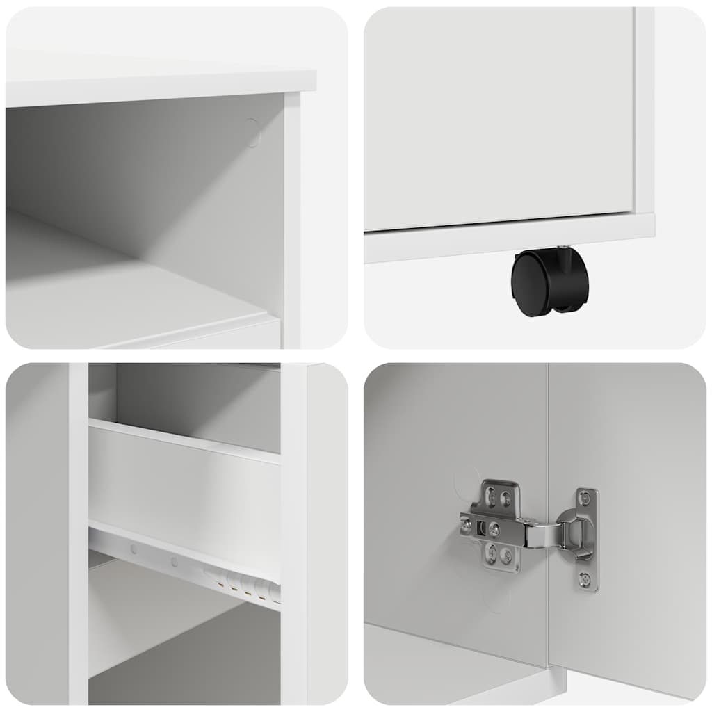 Γραφείο με Ρόδες Λευκό 91 x 50 x 77 εκ. Επεξεργασμένο ξύλο