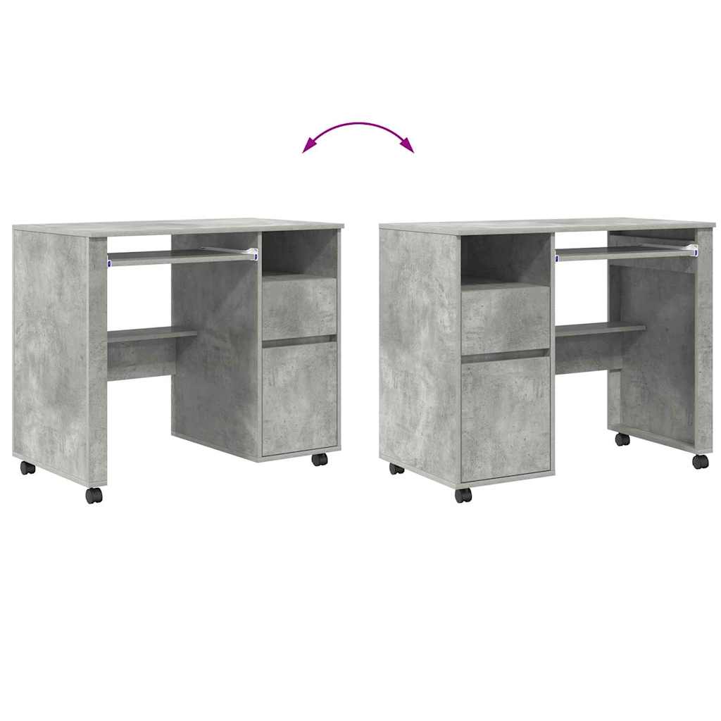Γραφείο με Ρόδες με συρτάρι Σκυρόδεμα Γκρι 91 x 50 x 77 εκ. - Pakobazaar