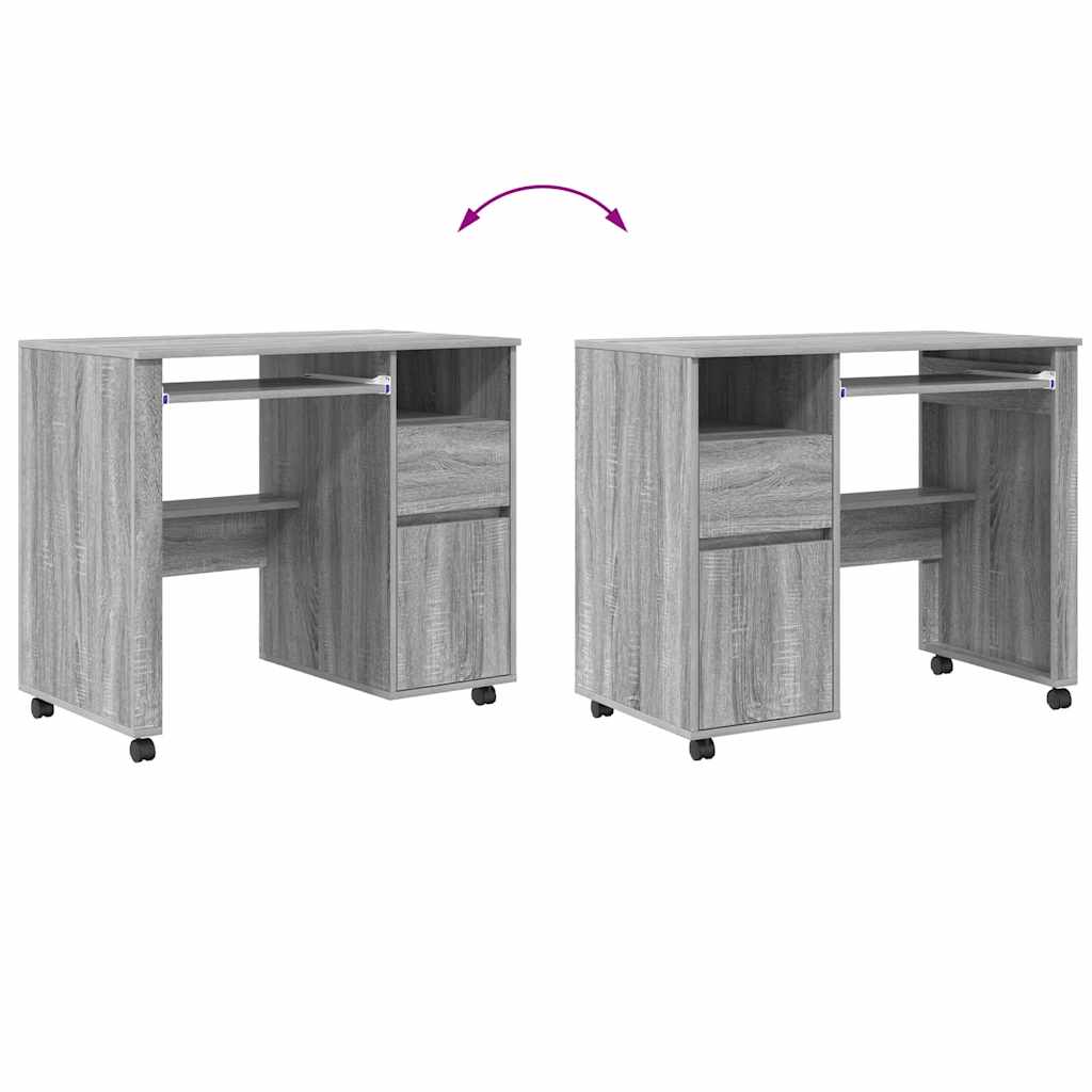 Γραφείο με Ρόδες με συρτάρι Γκρίζο Σονομα 91 x 50 x 77 εκ. - Pakobazaar