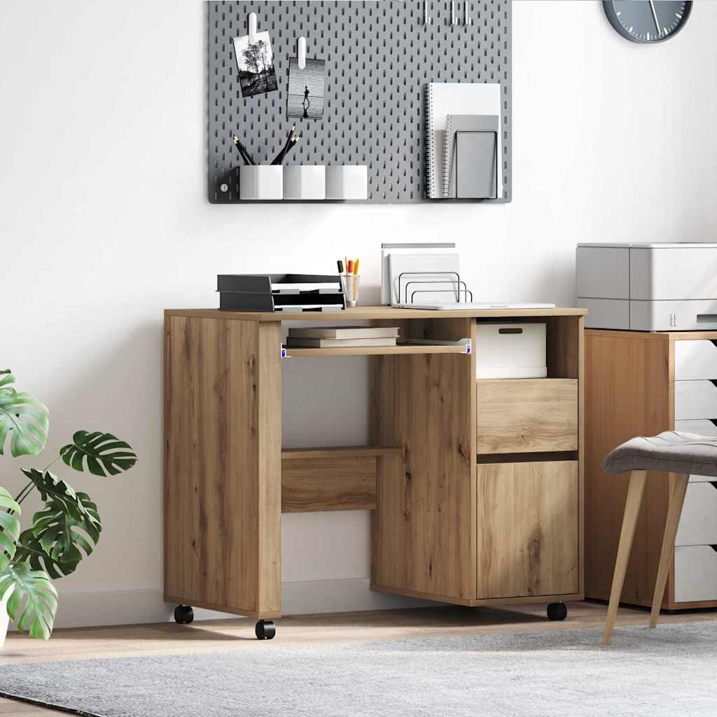 Γραφείο με Ρόδες με συρτάρι Artisan Oak 91 x 50 x 77 εκ.