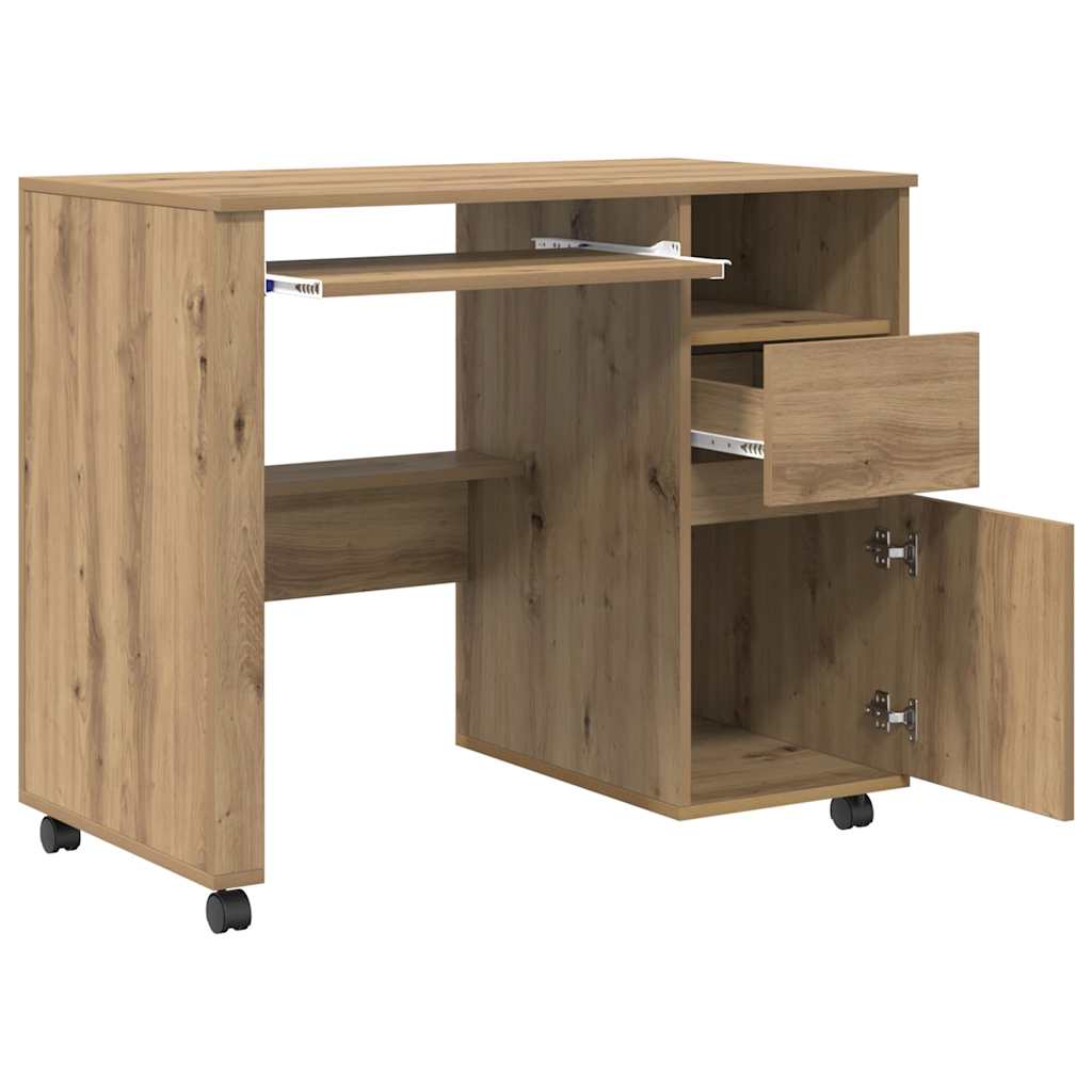 Γραφείο με Ρόδες με συρτάρι Artisan Oak 91 x 50 x 77 εκ.