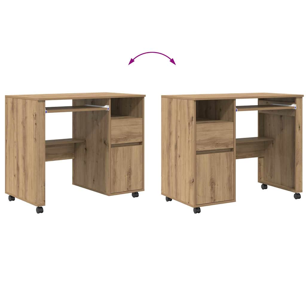 Γραφείο με Ρόδες με συρτάρι Artisan Oak 91 x 50 x 77 εκ.