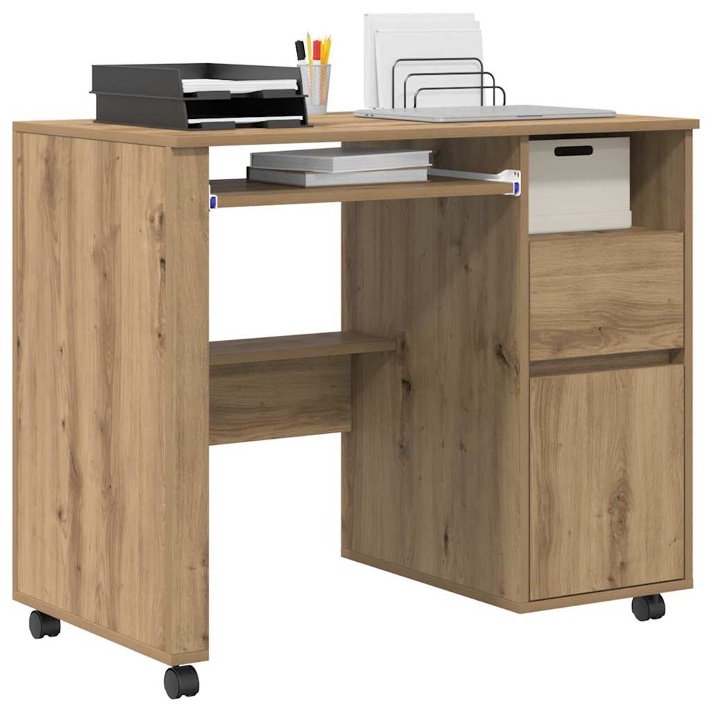 Γραφείο με Ρόδες με συρτάρι Artisan Oak 91 x 50 x 77 εκ.