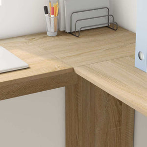 Γωνιακό γραφείο με ράφι Δρύς Sonoma 140 x 113,5 x 75 εκ. - Pakobazaar