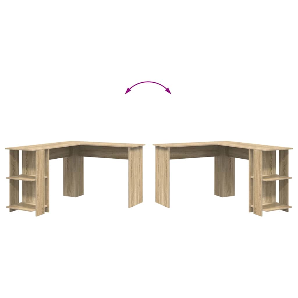 Γωνιακό γραφείο με ράφι Δρύς Sonoma 140 x 113,5 x 75 εκ. - Pakobazaar