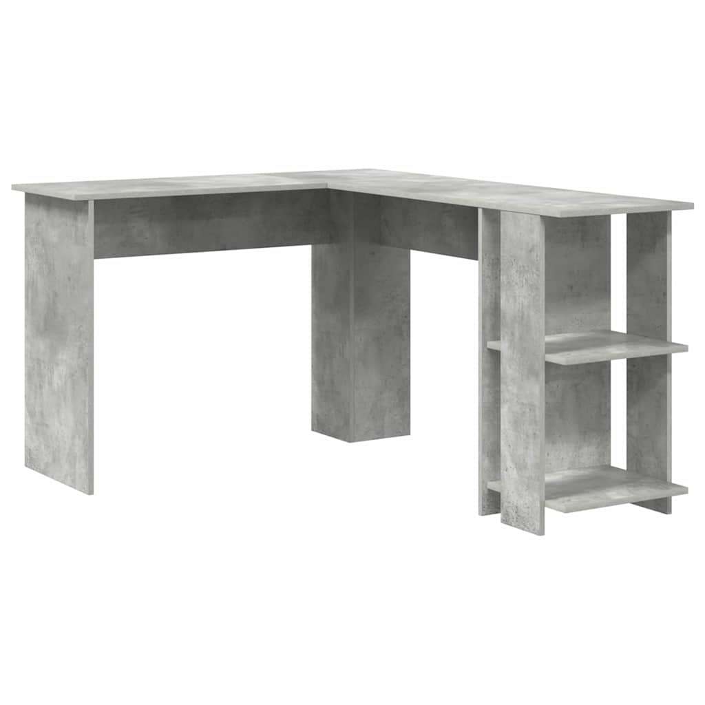 Γωνιακό γραφείο με ράφι Σκυρόδεμα Γκρι 140 x 113,5 x 75 εκ. - Pakobazaar