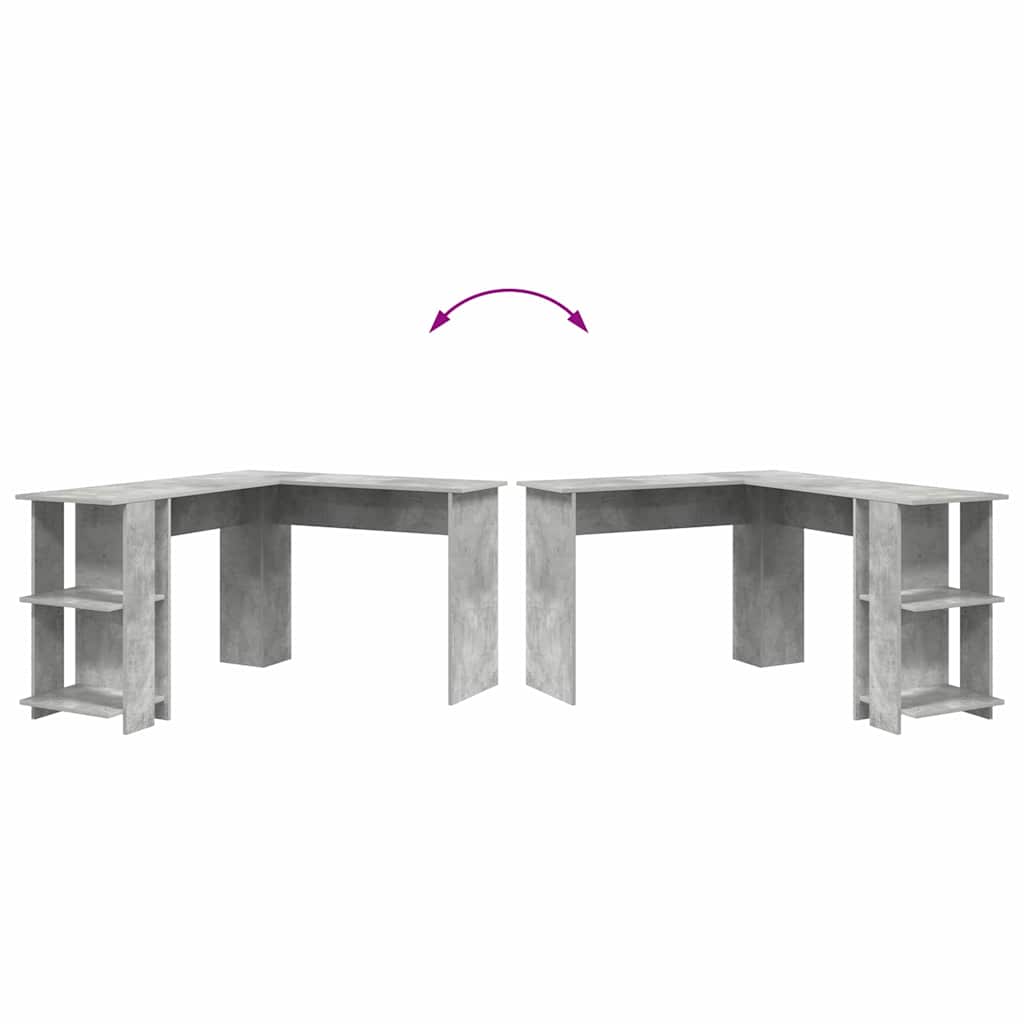 Γωνιακό γραφείο με ράφι Σκυρόδεμα Γκρι 140 x 113,5 x 75 εκ. - Pakobazaar