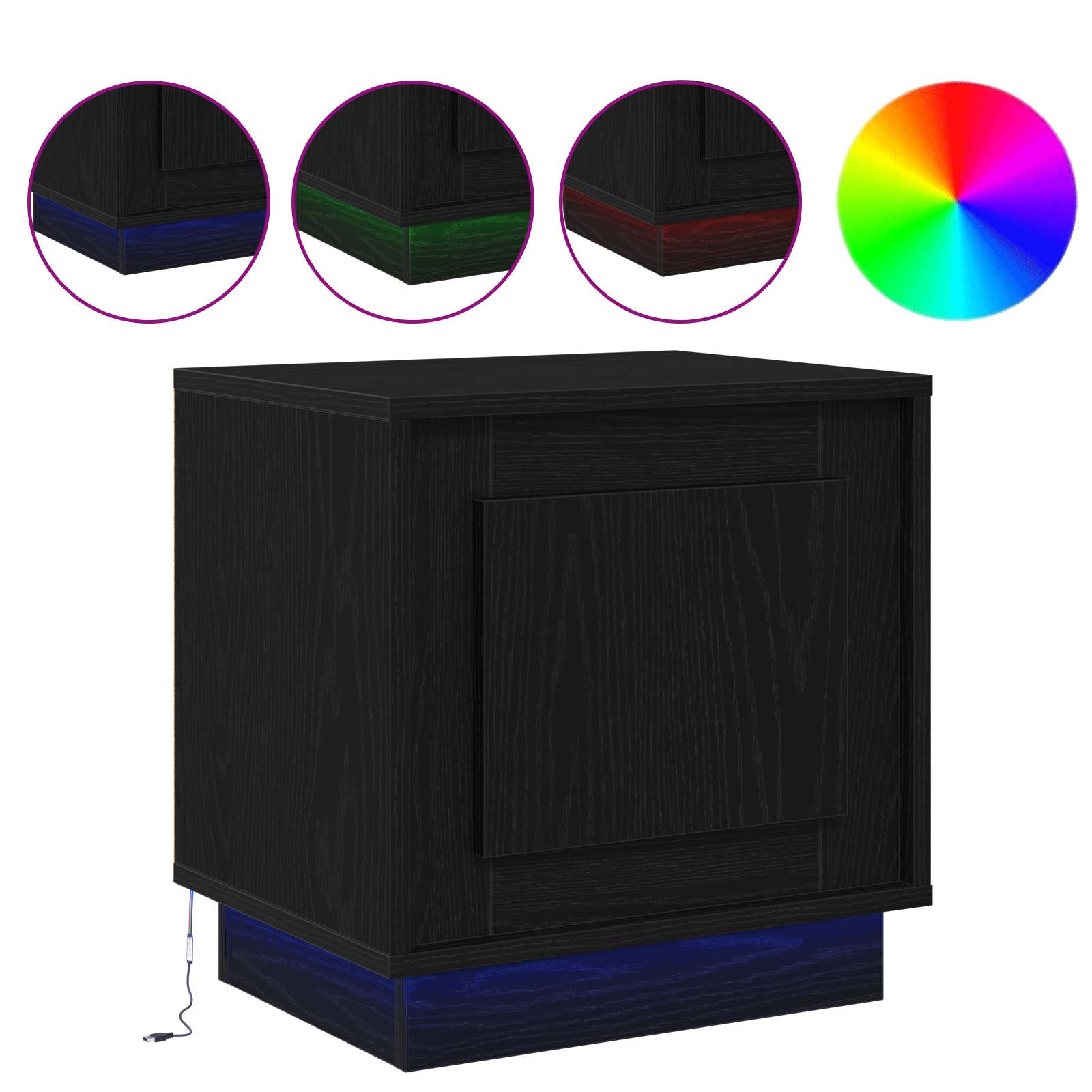 Κομοδίνο Μαύρο 44 x 34,5 x 45 εκ Επεξεργασμένο ξύλο - Pakobazaar