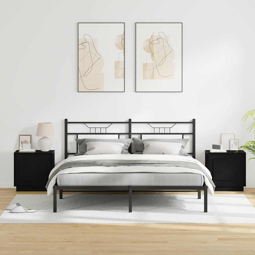 Κομοδίνο 2 pcs Μαύρο 44 x 34,5 x 45 εκ Επεξεργασμένο ξύλο - Pakobazaar