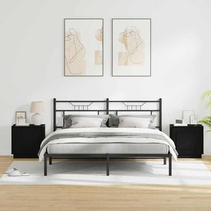 Κομοδίνο 2 pcs Μαύρο 44 x 34,5 x 45 εκ Επεξεργασμένο ξύλο - Pakobazaar