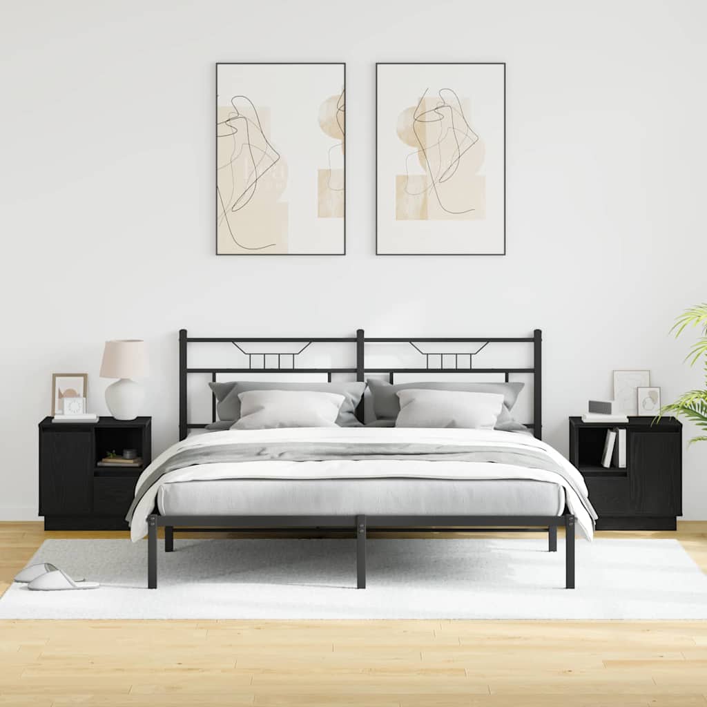 Κομοδίνο 2 pcs Μαύρη Οξυά 50 x 34,5 x 50 εκ. Επεξεργασμένο ξύλο - Pakobazaar