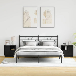 Κομοδίνο 2 pcs Μαύρη Οξυά 50 x 34,5 x 50 εκ. Επεξεργασμένο ξύλο - Pakobazaar