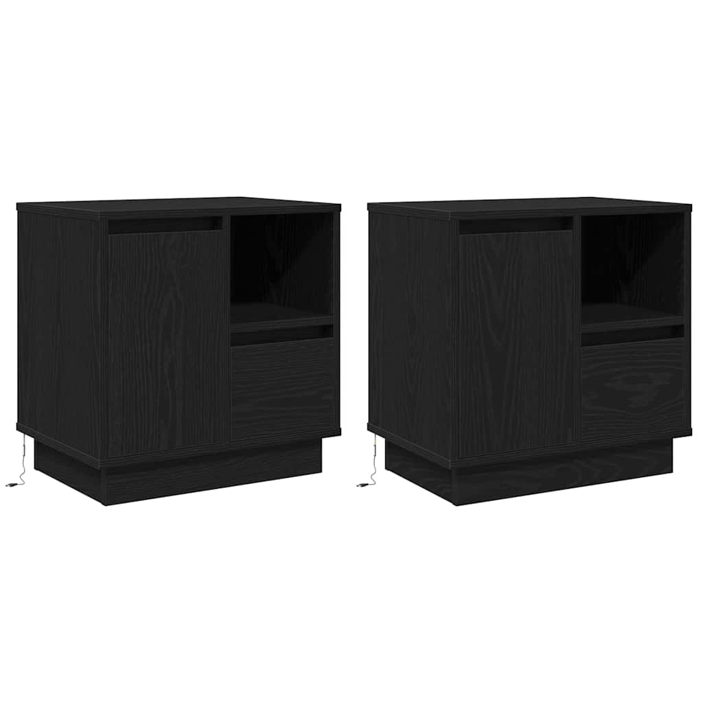 Κομοδίνο 2 pcs Μαύρη Οξυά 50 x 34,5 x 50 εκ. Επεξεργασμένο ξύλο - Pakobazaar